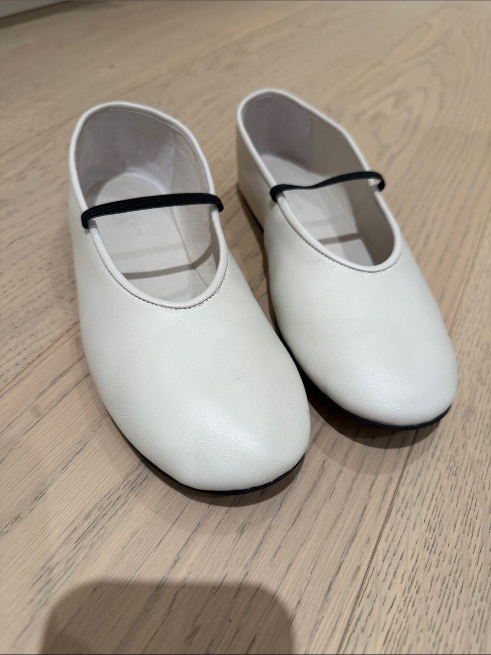 Tony Bianco White Milla Mary Jane Ballet Flats with Black Elastic Strap